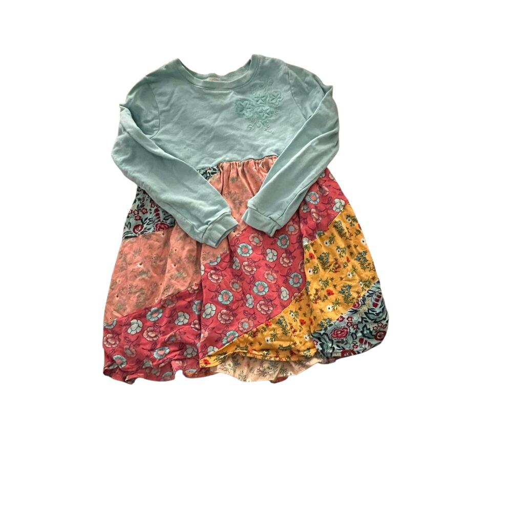 Peek Girls Patchwork Long Sleeve Dress Floral Embroidered Size 6–7